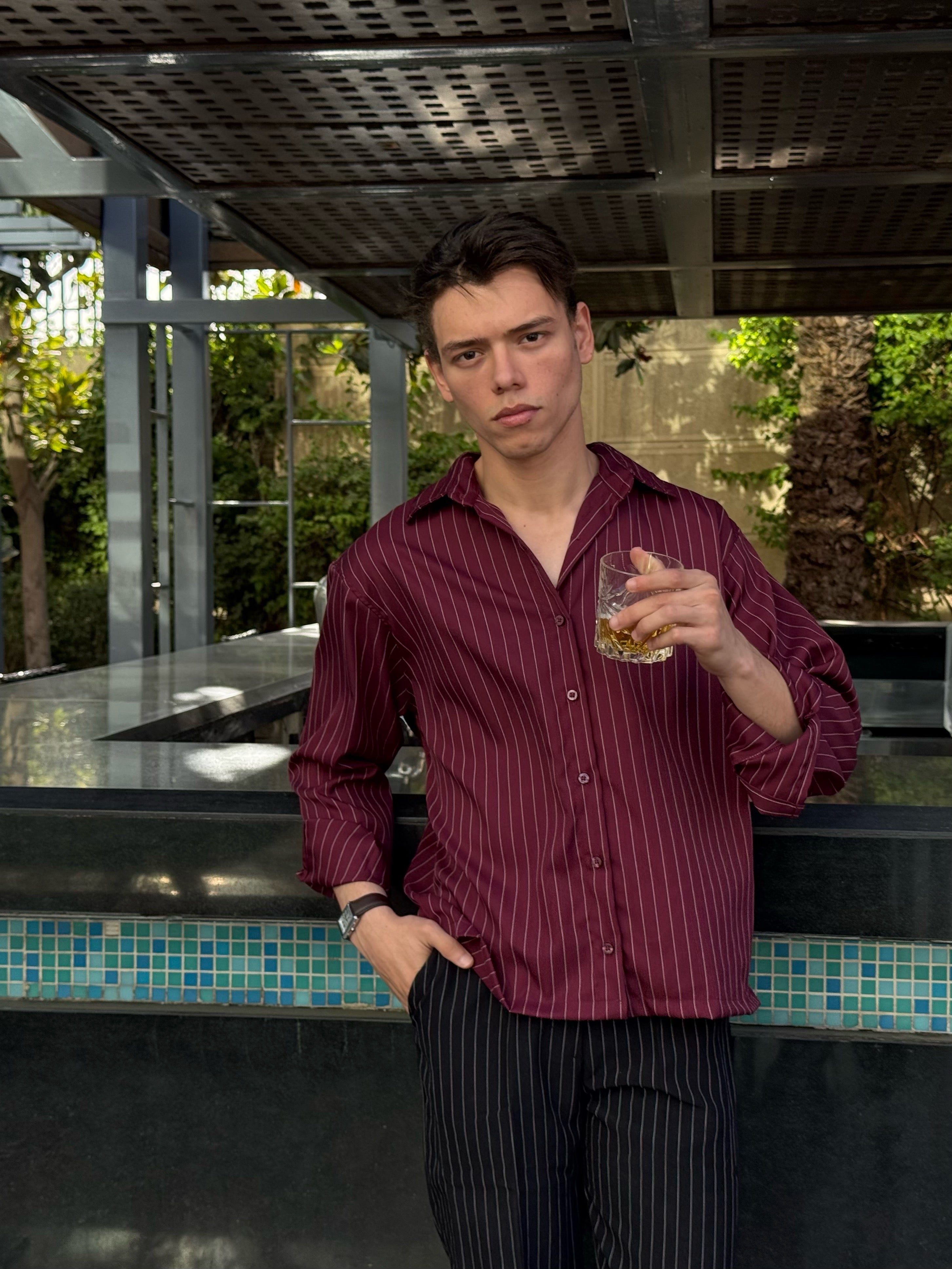 Burgundy Striped Shirt