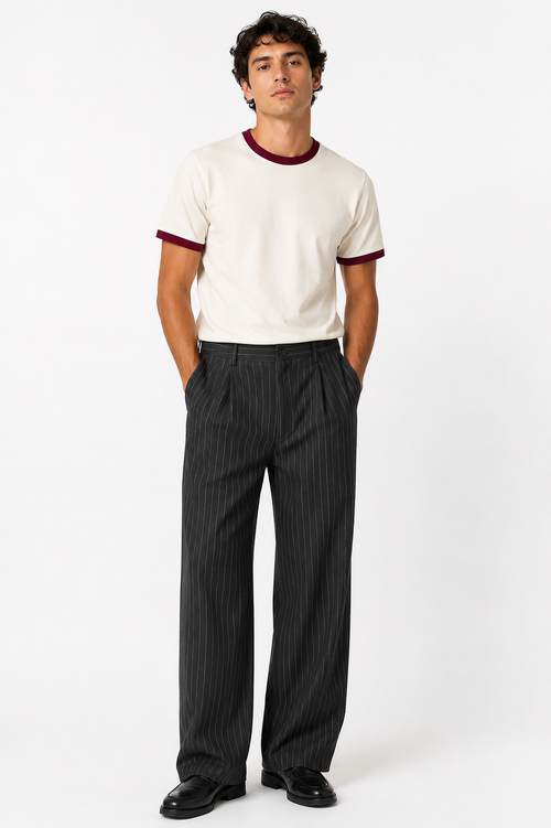 Black Striped Tailored Pants
