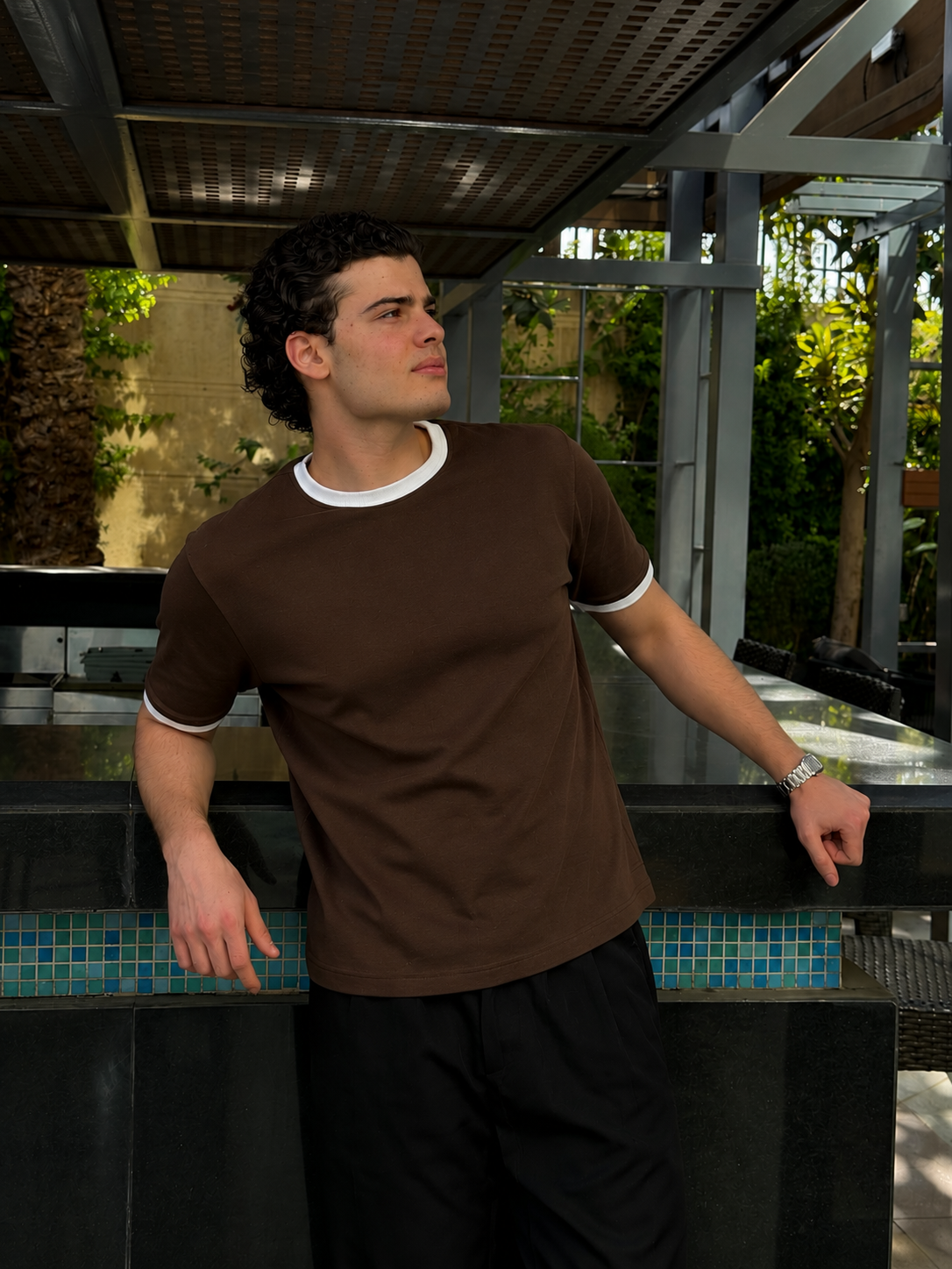Ringer T-SHIRT "BROWN"