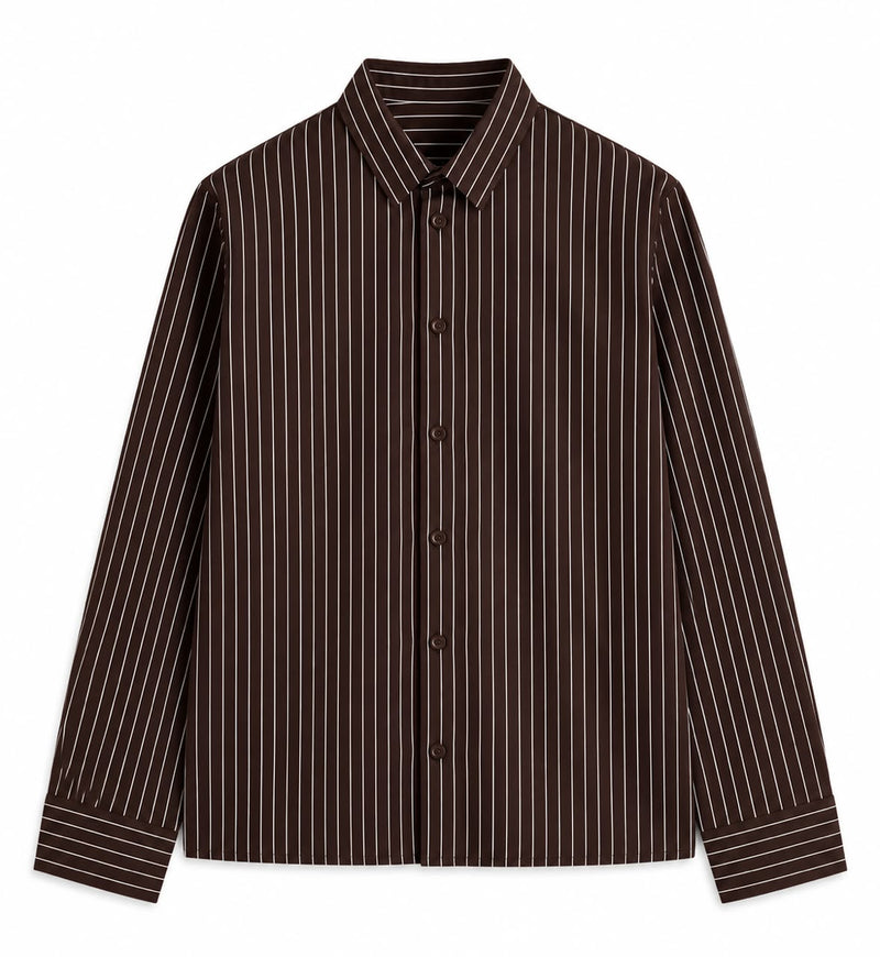 Brown Pinstripe Casual Shirt – Modern Tailored Fit