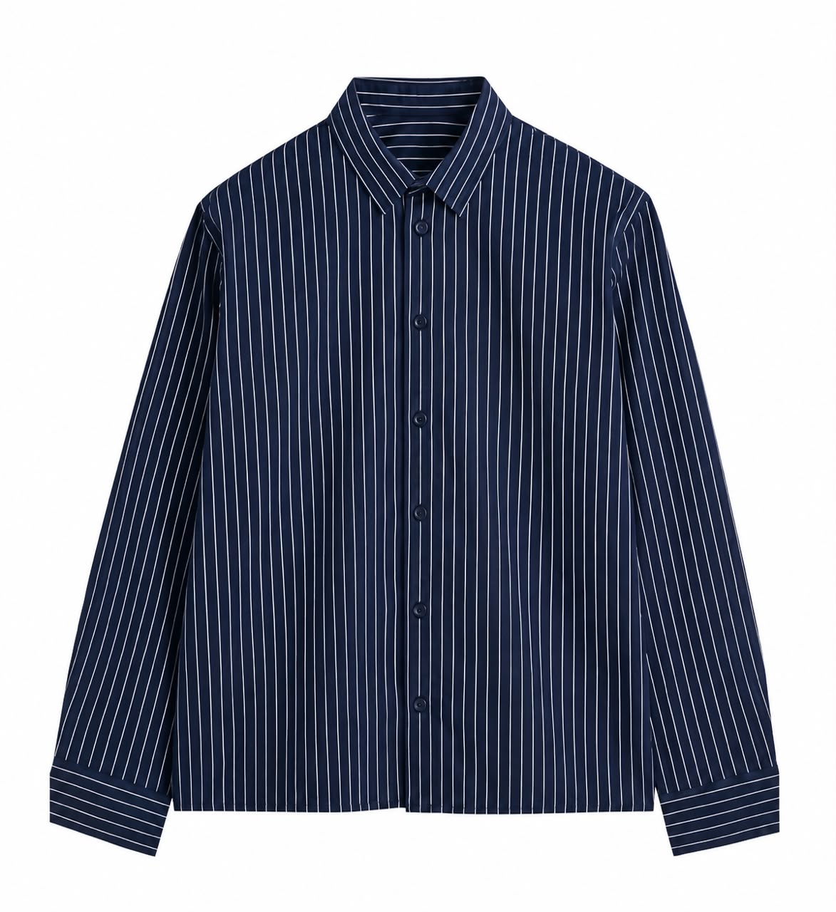 Navy Pinstripe Casual Shirt – Modern Tailored Fit